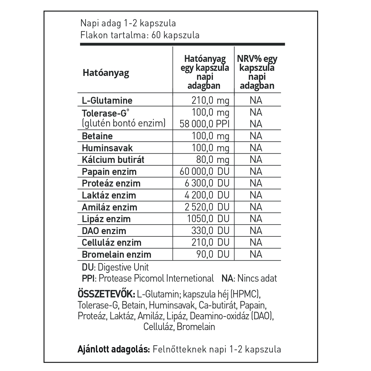 gluteno étrend kiegészítő kapszula (60 db)