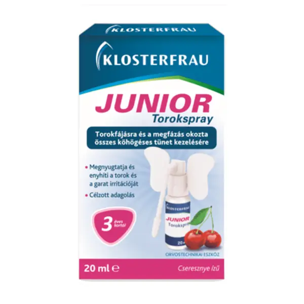 Klosterfrau Junior torokspray 3 éves kortól cseresznye ízű 20 ml